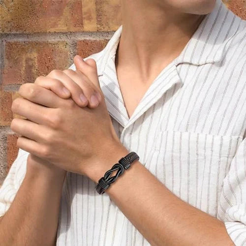 Aan Mijn Man | Leren Armband met Boodschap “Ik Hou Voor Altijd van Je”
