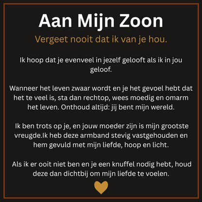 Aan Mijn Zoon/Kleinzoon | Leren Armband met Boodschap “Ik Hou Voor Altijd van Je”