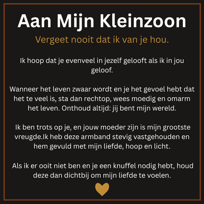Aan Mijn Zoon/Kleinzoon | Leren Armband met Boodschap “Ik Hou Voor Altijd van Je”