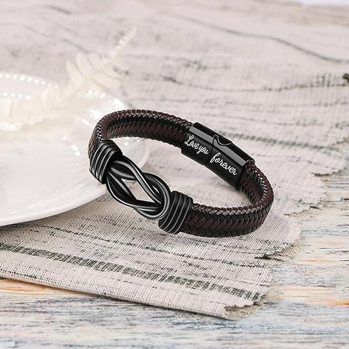 Aan Mijn Man | Leren Armband met Boodschap “Ik Hou Voor Altijd van Je”